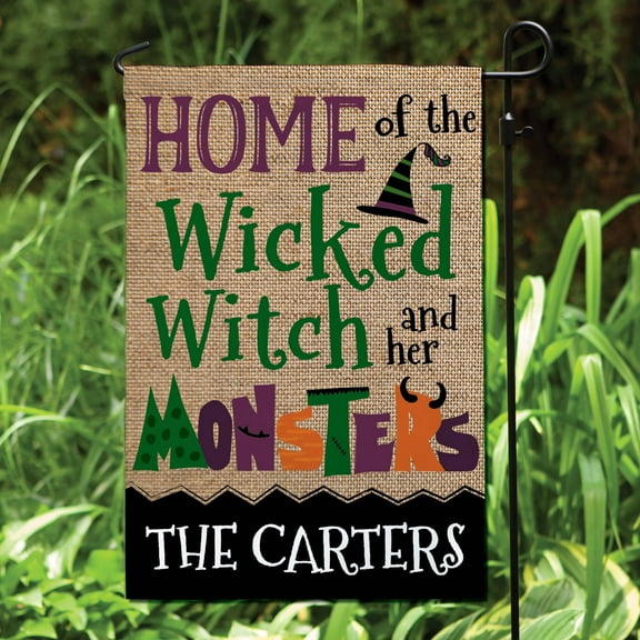 Wicked Witch and Her Monsters Personalized Garden Flag