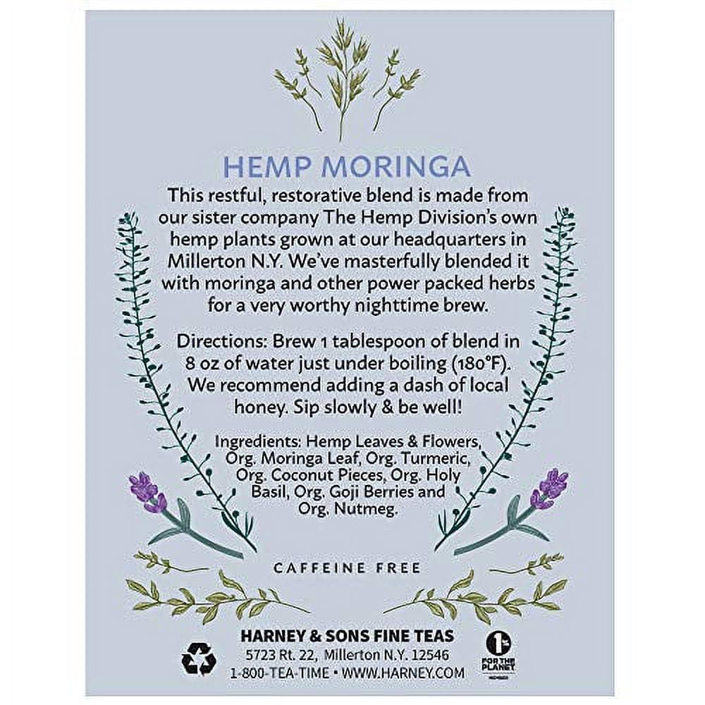 Harney & Sons Hemp Moringa Blend, Wellness Tea, Deep Sleep Blend, Loose, 5 Ounce