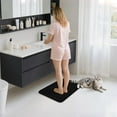 thumbnail image 2 of Bathroom Rugs Mat 16”x24” Absorbent Non-Slip Bath Mat Plush Shaggy Machine Washable Bath Rugs Soft Polyester Bath Mats for Bathroom Floor,Tub and Shower,Black, 2 of 7