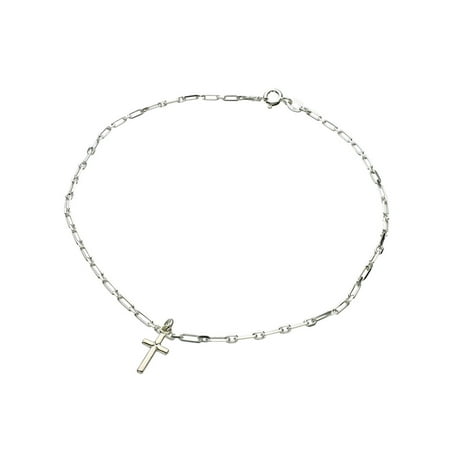 Sterling Silver Cross Charm Bracelet Italy, 7.5