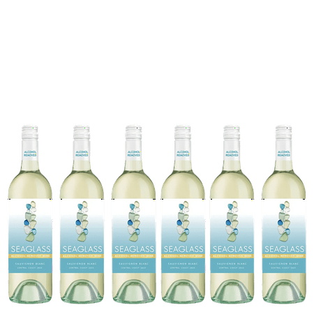 Seaglass Alcohol-Removed Sauvignon Blanc – Crisp, Clean & Refreshing Non-Alcoholic White Wine with Lemongrass, Melon & Citrus Aromas – 750ml Bottles - 6 Pack