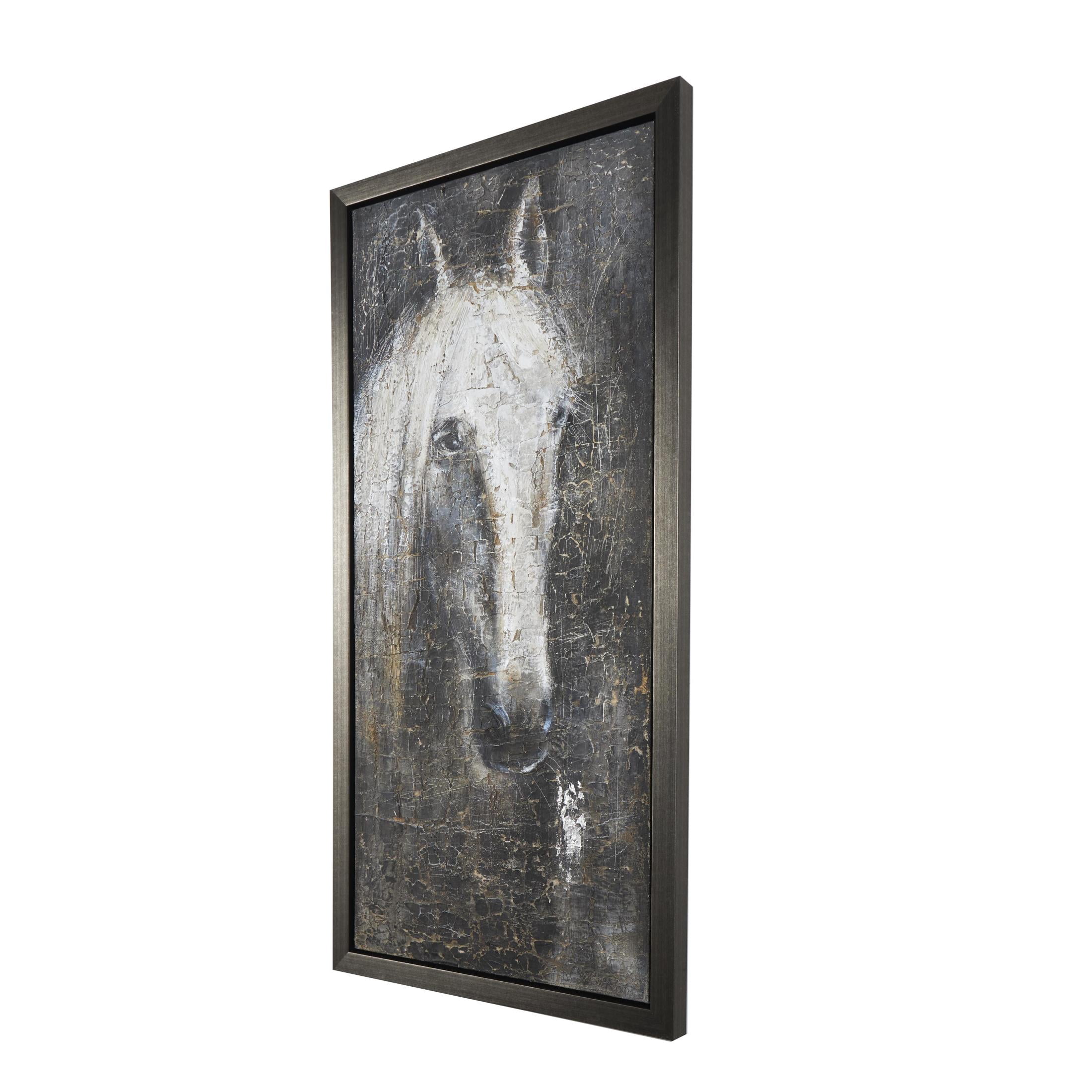 30" x 59" Horse Framed Wall Art with Textured Distressing, by DecMode