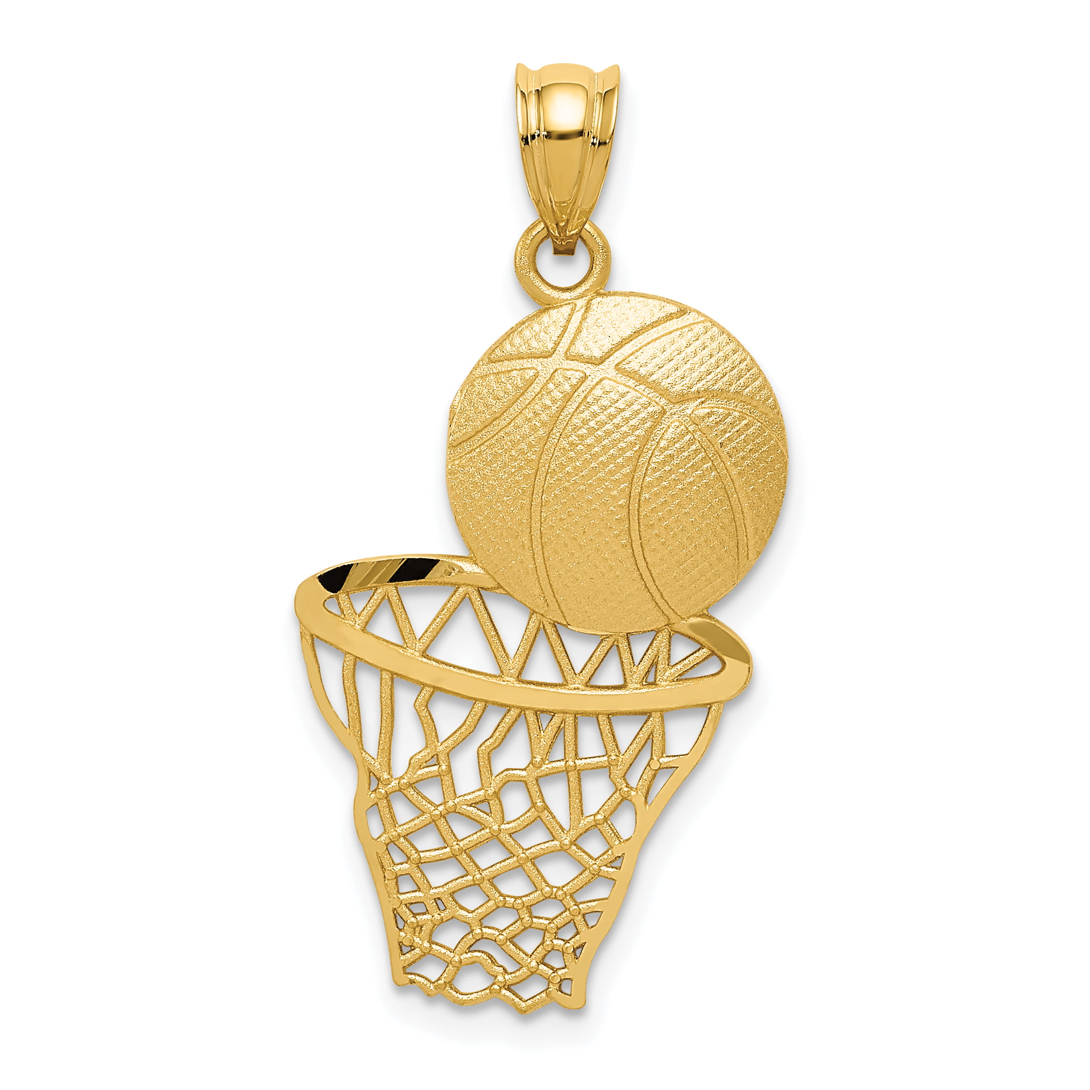 10k Yellow Gold Basketball Net Pendant Charm Necklace Sport Fine Jewelry Gifts For Women For Her 