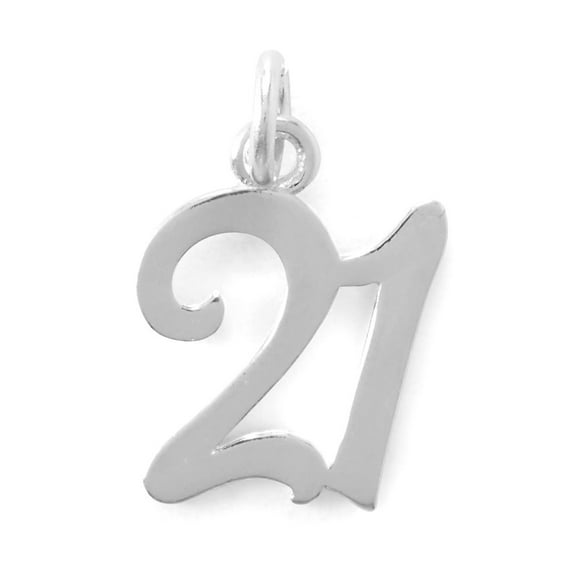 Number Twenty-one 21 Charm Sterling Silver