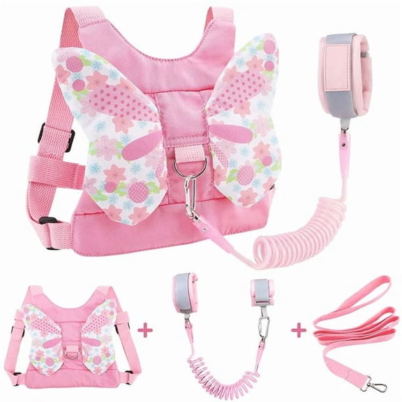 3 in 1 Toddlers Leash   Anti Lost Wrist Link Child Kids Safety Harness Kids Walking Wristband Assistant for Girl Pink Christmas Gift(Pink Butterfly)