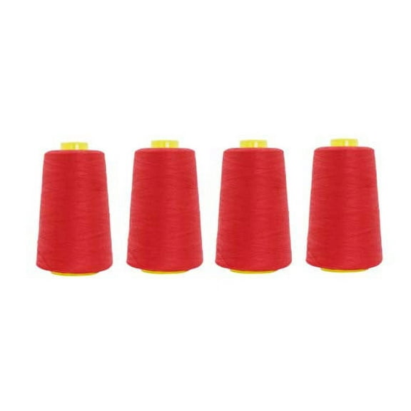 Mandala Crafts All Purpose Sewing Thread from Polyester for Serger Overlock Quilting Sewing Machine Pack of 4 40S/2 Red