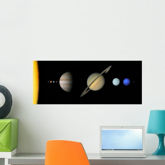 Solar System to Scale Wall Mural by Wallmonkeys Peel and Stick Graphic (24 in W x 10 in H) WM241958