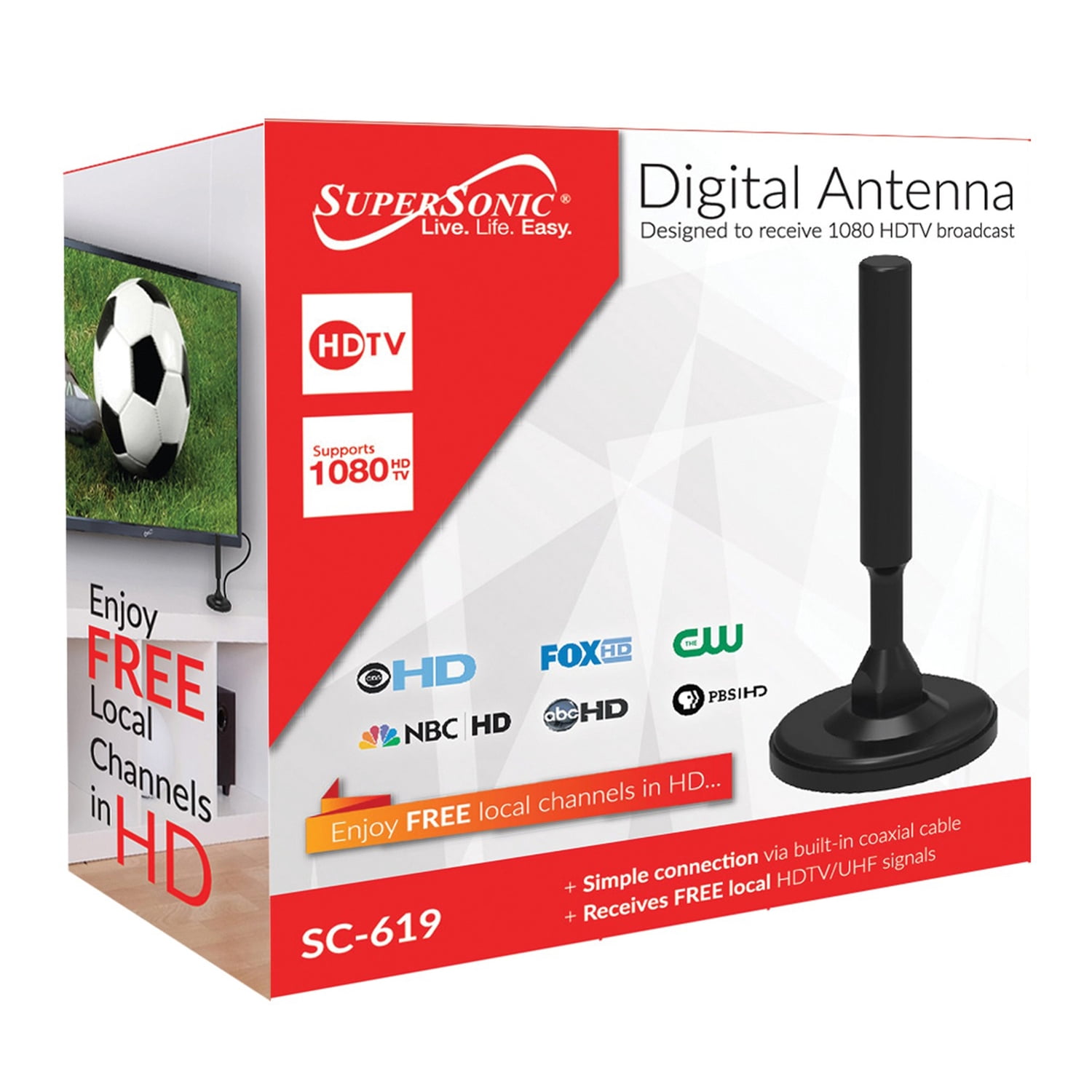 Supersonic HDTV Digital Indoor/Outdoor UHF Antenna