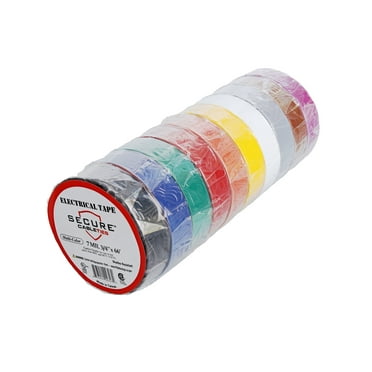 Secure Cable Ties Multi-Colored Electrical Tape 3/4 Inch x 66 Feet - 10 Pack