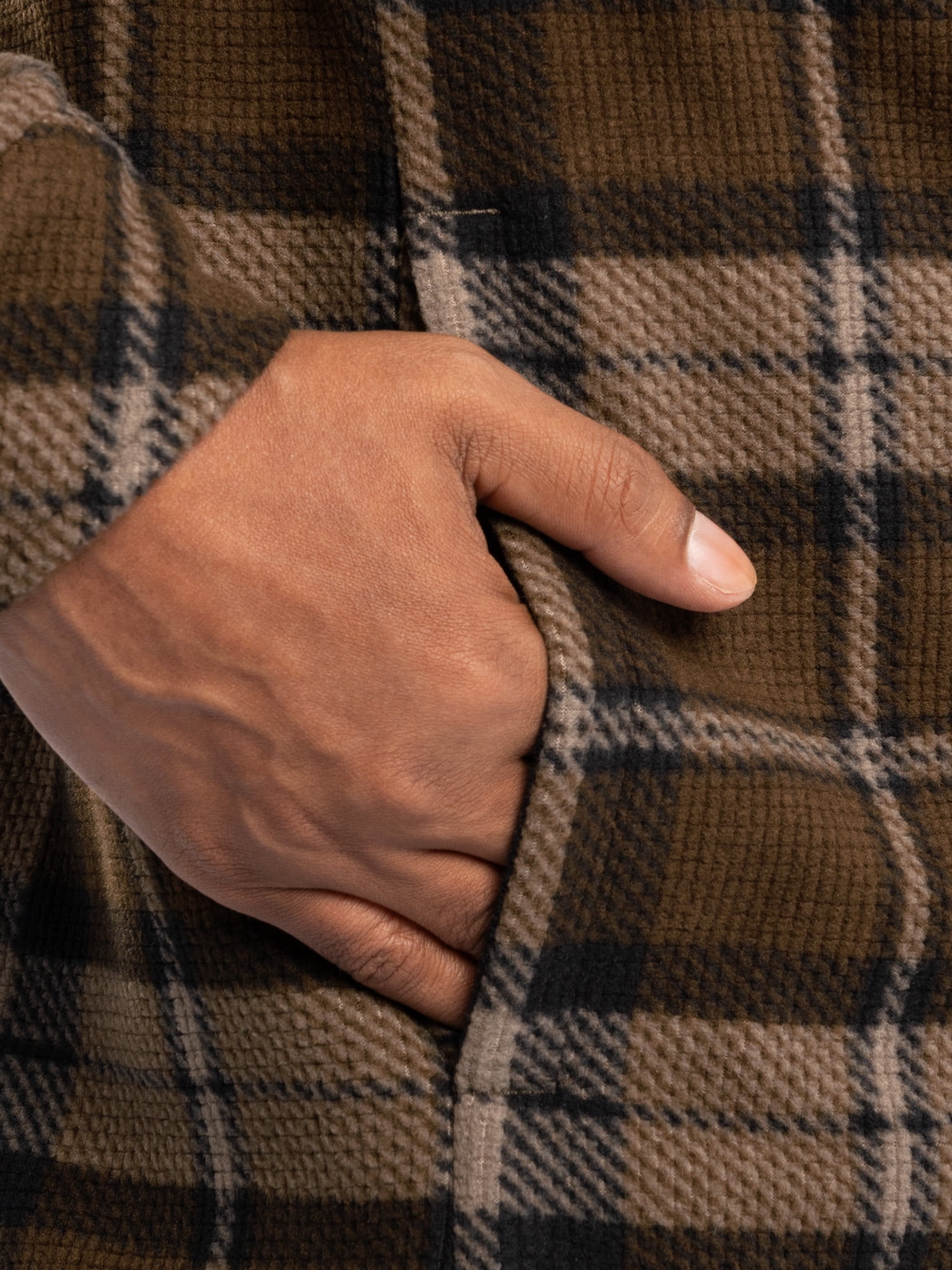 Wrangler Workwear Men's Button-up Bonded Flannel Texture Long Sleeve Overshirt, Size S-3XL