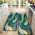 thumbnail image 4 of Kitchen Rugs Sets Of 2,Teal and Gold Marble Swirls Pattern Anti Fatigue Kitchen Mat Rugs Non Slip Washable,Decorative Kitchen Floor Mats for Kitchen,Sink,Laundry,17"x47"+17"x47", 4 of 5