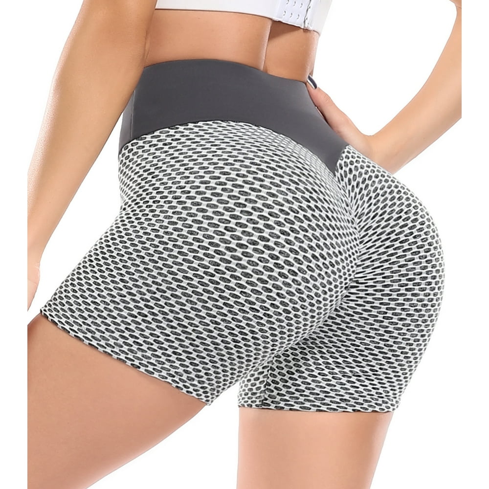 Qric Qric Women Workout Scrunch Shorts Peach Butt Lifting High Waist Anti Cellulite Honeycomb 