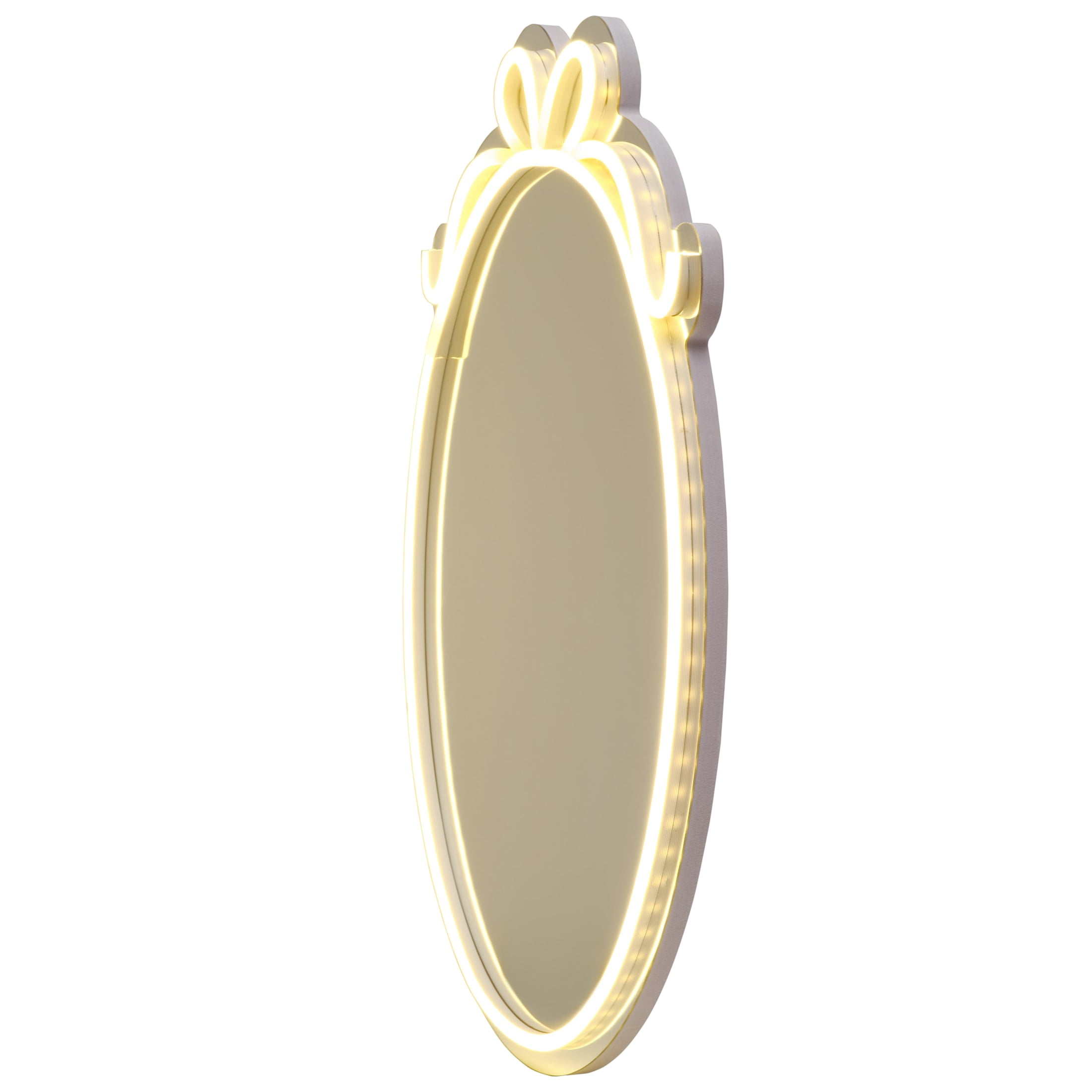 Melannco 11 X 15.4 inch Oval Bow Design Mirror with Neon Led Lights