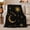 Black Gold Sun Moon Constellations, variant on Golden Sun Crescent Moon And Scattered Stars, Soft Flannel Blanket with Minimal Celestial Illustration Print, Housewarming Gift and Home Decor for Bedroom and Living Room
