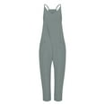 thumbnail image 3 of safuny Women's Cotton Jumpsuit Overalls Baggy Pocket Pants Romper Solid Color Button Relaxed Sleeveless Scoop Neck Trousers Casual Comfy Trendy Teen Girls Green S, 3 of 4