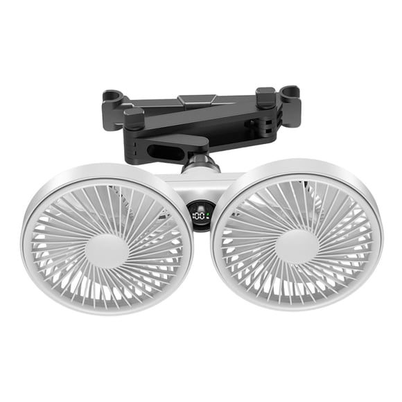 Ventilador doble para asiento trasero de coche, ventiladores de refrigeración para automóvil, ventilador USB para coche con 3 velocidades ajustables y Blanco