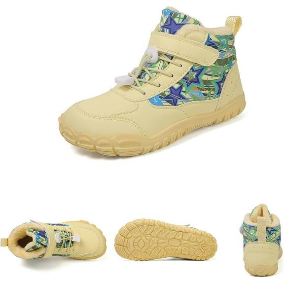 Kids Snow Boots Girls Toddler Winter Shoes Girls Barefoot Stylish Five Toe Cotton Shoes with Plush Lining High Top Hiking Boots for Girls Winter Barefoot Shoes for Toddler Boys