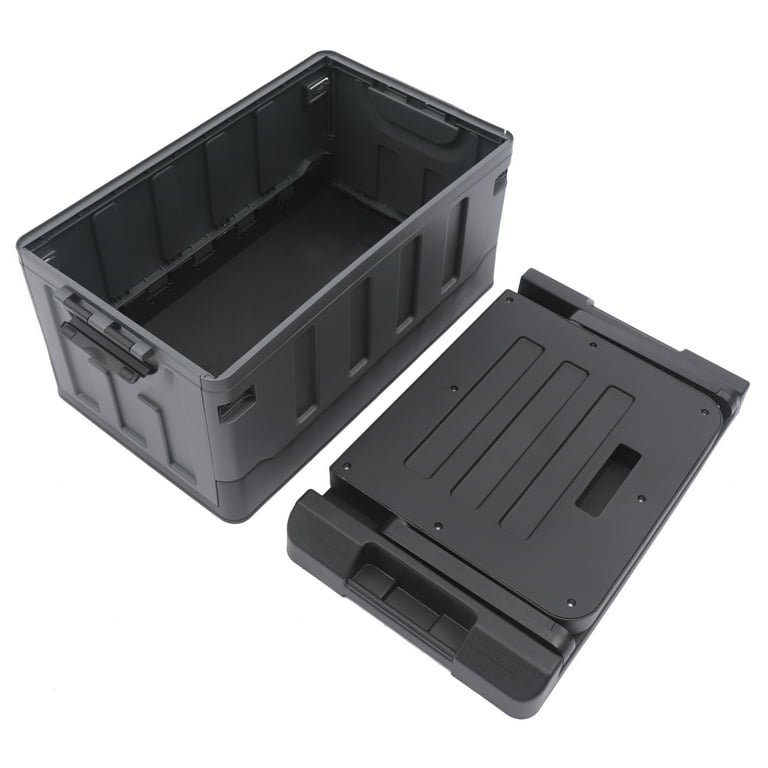 Oukaning Plastic Camp Trunk Car Trunk Organizer for Storage with Seat Camping  Box Black 