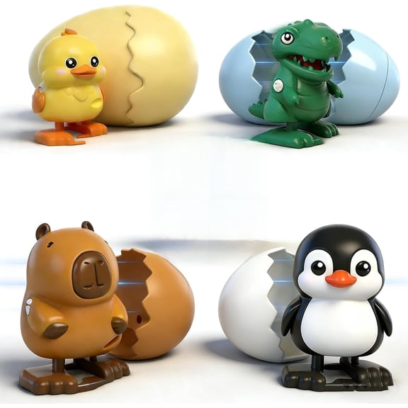 4Pack Wind-Up Surprise Eggs, Animal Surprise Egg T.oy, Easter Eggs to Walking Dinosaurs, Penguin, , Set, Easter Gift