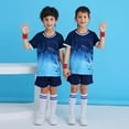 thumbnail image 2 of Gyexs Boys Summer Outfits Size 6-8 Kid Athletic Short Set Casual Crewneck T-Shirt Gym Shorts 2 Piece Outfits Sport Basketball Clothes(Sportswear, Blue, 18-24 Months), 2 of 5