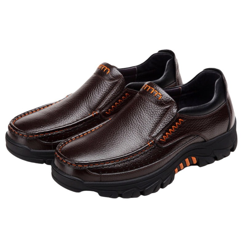 Alphatouch Men's Dress Shoes Leather Shoes Classical Business Dress Shoes for Men Soft Soled Leather Shoes, Size: 45, Brown