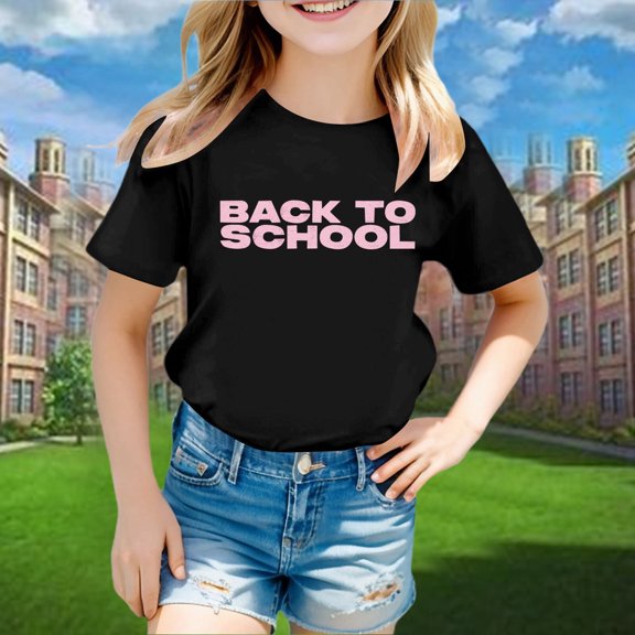 Stylish Everyday Wear Girls Loose Fit Tees And Shirts For Spring Summer Comfort Casual Outfits Ages 3 To 16 Years T-Shirts Kids Short Sleeve Crewneck Solid Basic Tees Casual Tops