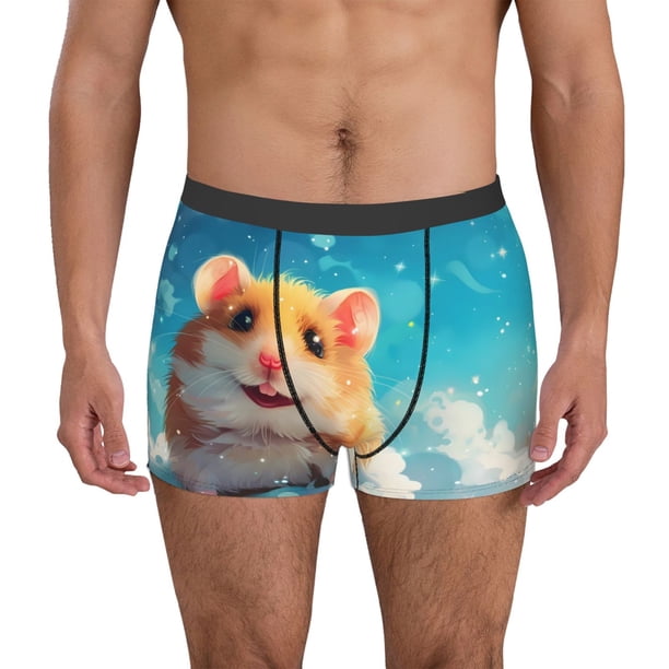 Balery Cloud Cute Hamster Calzoncillos bóxer para hombre, ropa interior de algodón suave y transpirable con cinturilla de nailon-X-Large