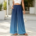 thumbnail image 2 of Gradient Ombre Wide Leg Pants for Women, High Waist Flowy Palazzo Trousers - Boho Summer Beach Vacation Bottoms Royal Blue L, 2 of 7