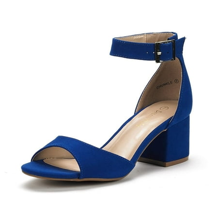 

BURUDANI Women s Low Block Chunky Pumps Shoes Ladies Dress Heel Sandals ROYAL/BLUE Size 7.5