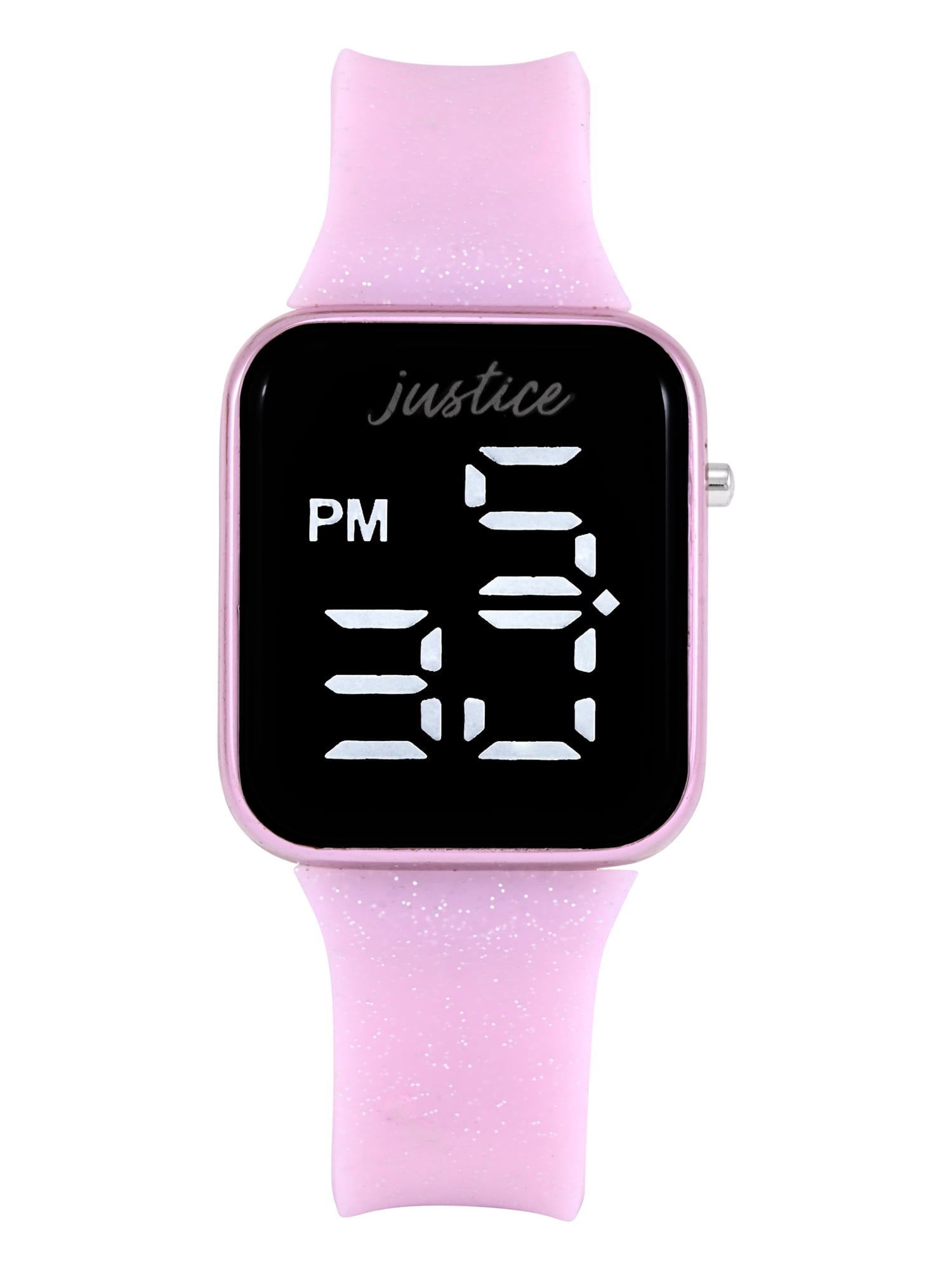 Justice Girls Pink Glitter Silicone Strap Led Watch with Matching Stretch Bracelets; JSE4016WM