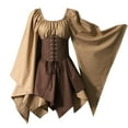 thumbnail image 1 of WTXUE Robe à Manches Longues, Robe-Chemise Irlandaise Médiévale à Manches Trompette Vêtements pour Femmes Robe Corset Gothique Rétro, Robe Brune, Brun TG, 1 of 3
