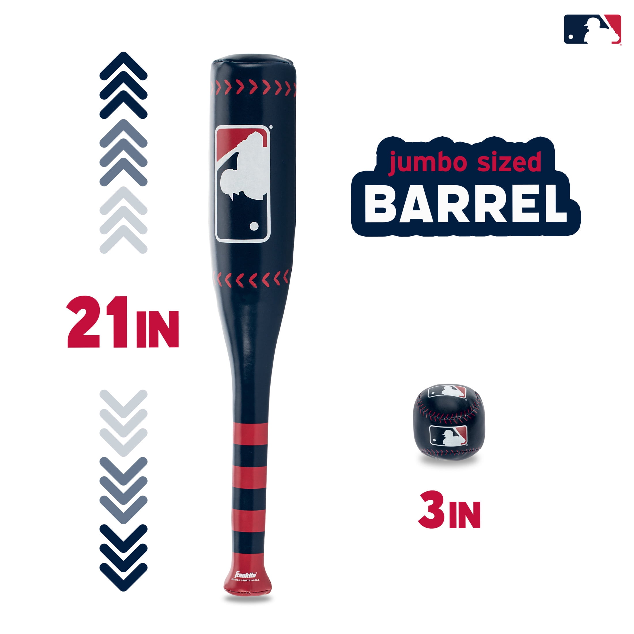 Franklin Sports MLB 21" Soft Sport Bat & Ball - Blue  - Lightweight Kids Bat + Ball Set - Soft PVC Cover