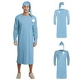 thumbnail image 5 of Zaldita Mens Middle East Pajama Sets Button Up Long Robe Sleeping Nightshirt with Hat Outfits Light Blue L, 5 of 6