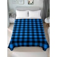 thumbnail image 2 of Full Size Flat Sheet Only, Black Blue Plaid Soft Brushed Microfiber Bed Sheets, Country Buffalo Checked Gingham Hotel Quality Breathable Bedding Top Sheet, Easy Care, 81"x96", 2 of 9