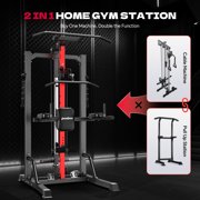 LNOW Multi-Station Home Gym 450LB Power Tower Cable Machine with Pull Up Bar Dip Station for Strength Training