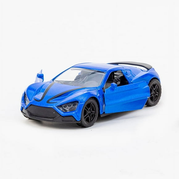 1:36 alloy sports car model children's toy car ornaments pull back car model boy toy can open the door (blue, 2 packs)