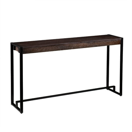 Industrial Rustic Wood Top Narrow Console Sofa Table with ...