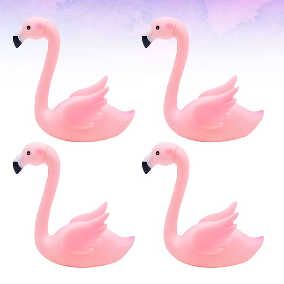 IDEANATEGRATE eelf Pink Flamingo Cake Toppers 4Pack Adorable Design for Birthday Wedding