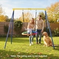 thumbnail image 2 of Gymax Extra Large A-frame Swing Stand 73'' Height Heavy-duty Metal Swing Frame w/ 4 Ground Stakes for Kids & Adults, 2 of 10