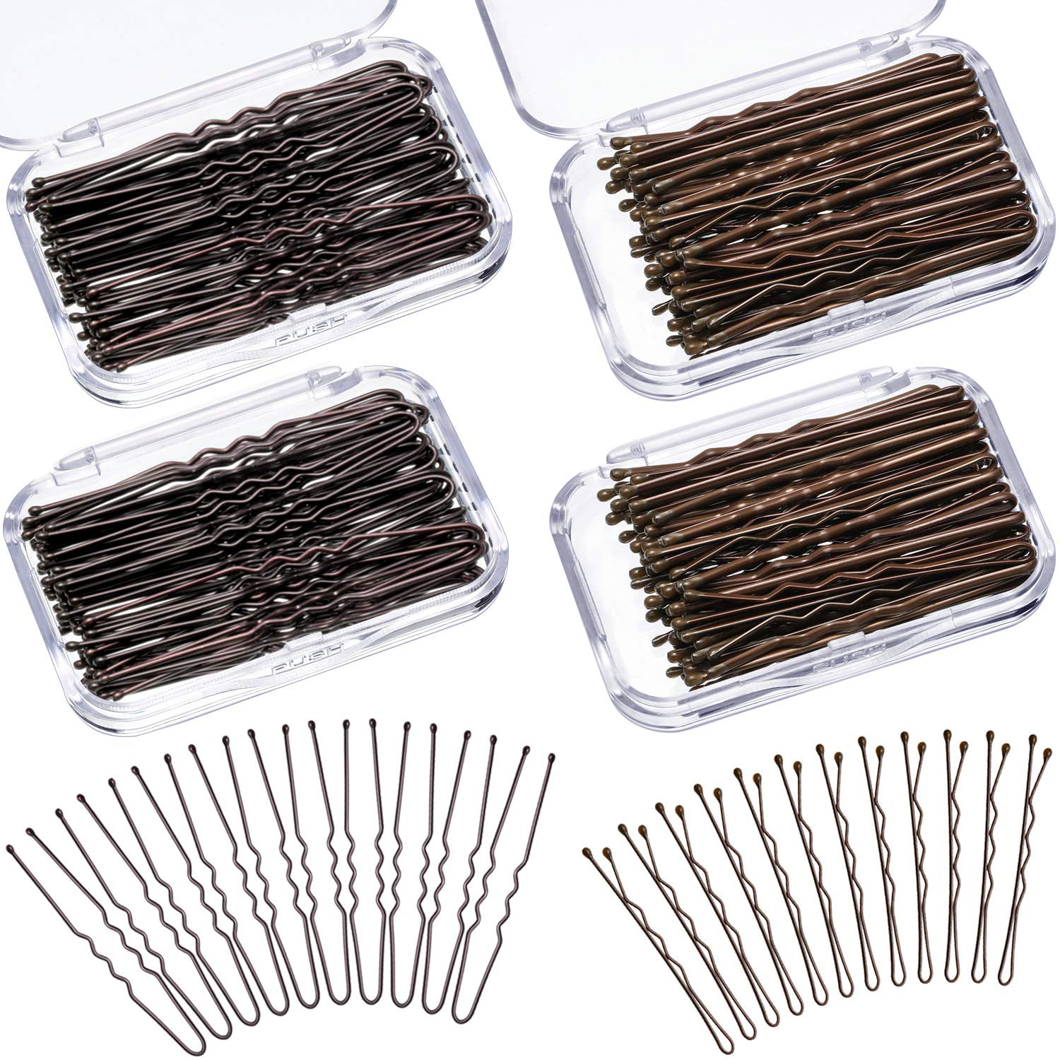 200 Pieces Hair Pins Bobby Pins U Shaped Hair Clips Different Sizes Metal Hair  Pin Clips with Clear Storage Boxes (Brown) - - | Walmart Canada