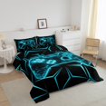 thumbnail image 3 of Erosebridal Neon Gamepad Bedding Sets Full with Comforter, Geometric Duvet Insert, Video Game Decor, Reversible 3 Pieces, 3 of 7