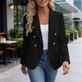 thumbnail image 3 of Tqyyweavej Women's Tweed Blazers Business Casual Double Breasted Plaid Jackets Open Front Long Sleeve Work Suits with Pockets S-2XL, 3 of 9