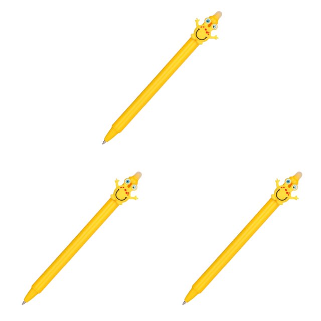 2026 Cute Cartoon Erasable Pen, Character Design with Friction Ink, Fun Writing Tool for Kids to Correct Mistakes, Smooth 0.5mm Tip for School Notes - Yellow*3