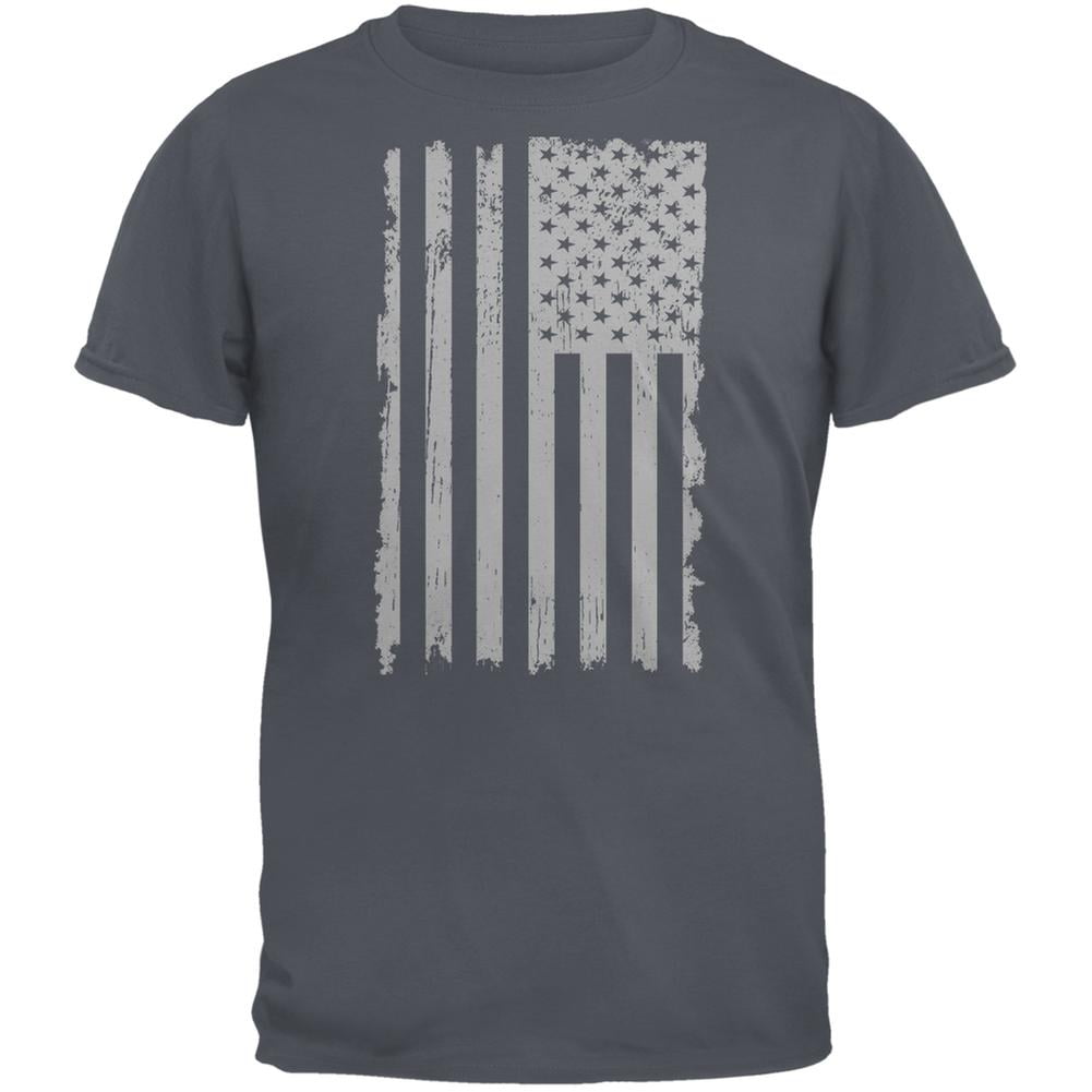 Old Glory - Distressed Grey Vertical American Flag Charcoal Grey Adult ...