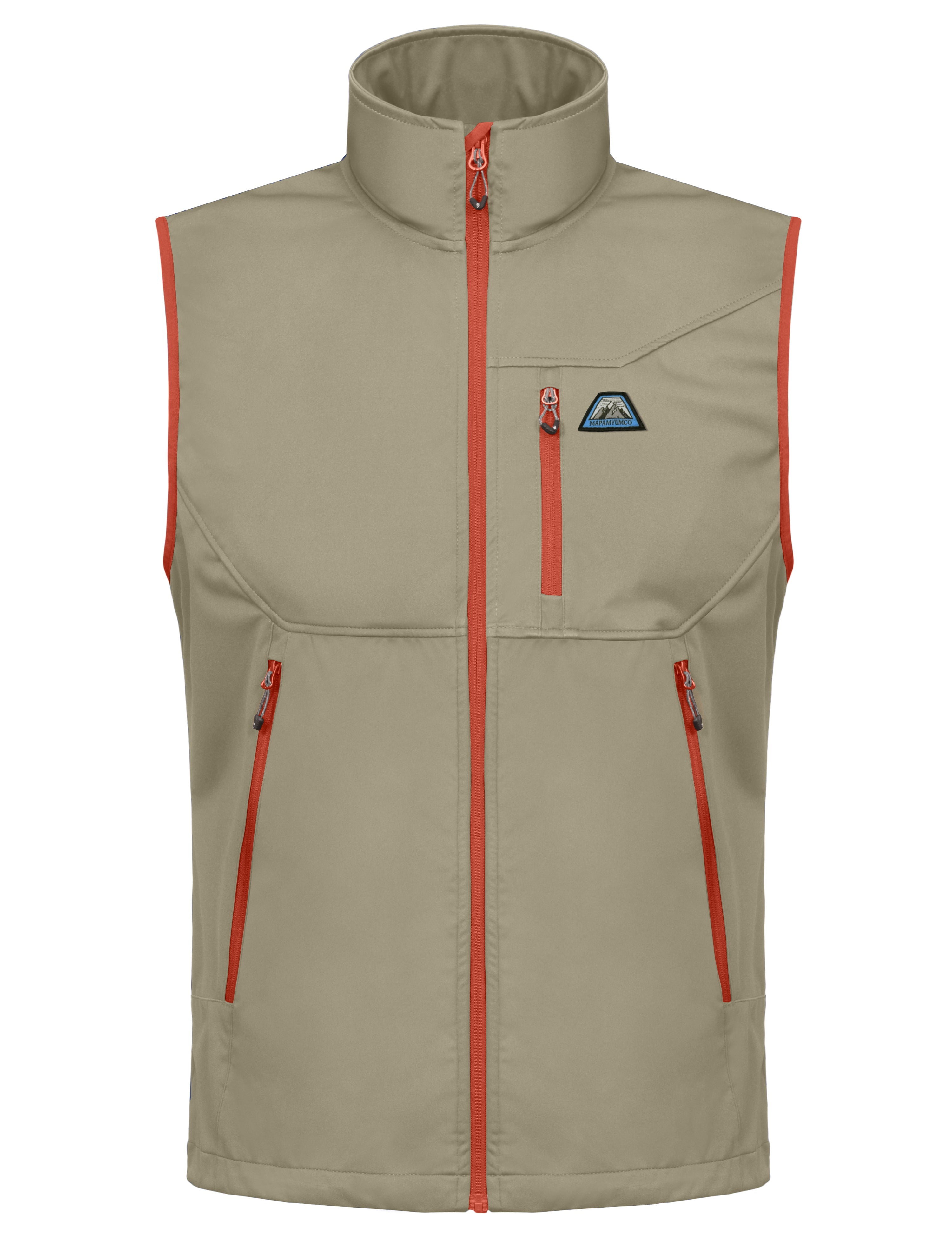 Mapamyumco Men's Lightweight Golf Vest, Water-repellent Outerwear Vests Windproof Sleeveless Jackets for Hiking Running Khaki M