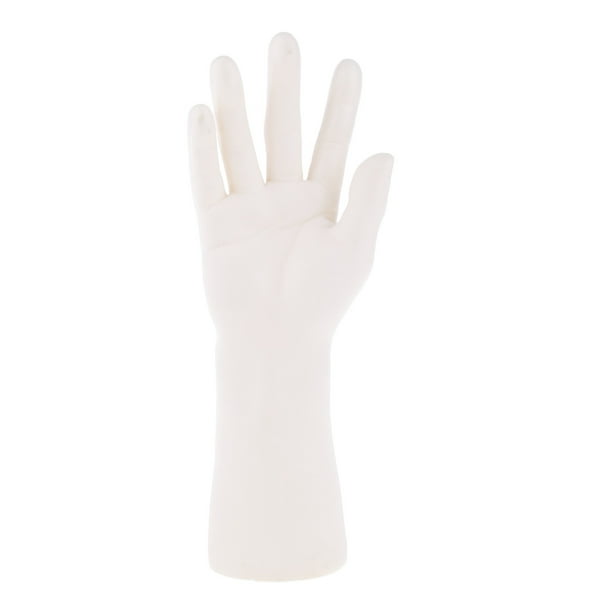 Mano de maniquí masculino realista de vinilo para guantes, exhibición de relojes y joyas; buena Blanco
