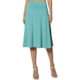 thumbnail image 2 of Sleeveless Knee-Length Comfort Waist Skirt, Women'S Simple Comfort Basic Stretch A Line Flared Knee Length Skirt Spandex Blue, 2 of 8
