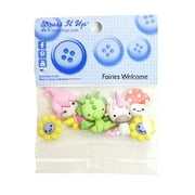 Dress It Up Buttons, Fairies Welcome, Sewing Embellishment, Plastic, 6 Pcs.