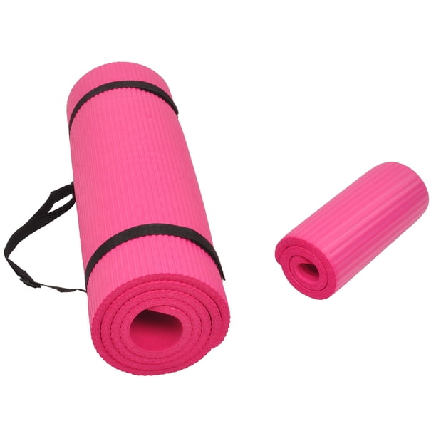 Esterilla de Yoga y Rodillera para Ejercicios de Alta Densidad y Resistencia Extra Gruesa de 1/2 Pulgada con Correa de Transporte, Rosado