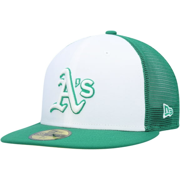 Men's New Era White/Green Athletics 2023 On-Field Batting Practice 59FIFTY Fitted Hat
